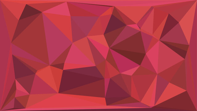 Abstract geometric low poly background with vibrant red and pink triangular mosaic patterns
