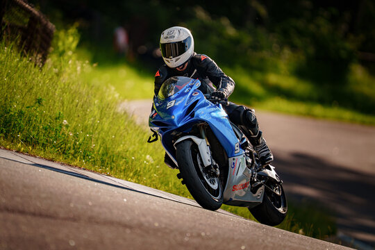 Regular training in Riga, Latvia, Bikernieki on 12-05-2026  Motorcyclist leaning on a race track