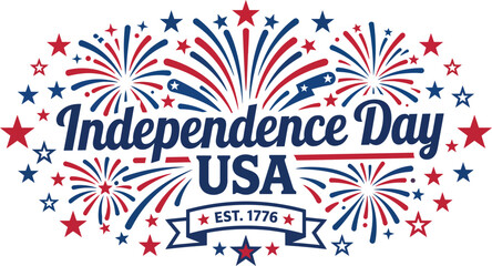 Obraz premium Independence Day round badge with American flag stripes and patriotic celebration vector illustration