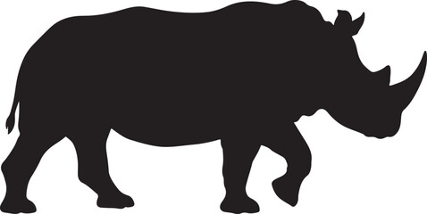 Black silhouette of a rhinoceros walking © RahimaAkther