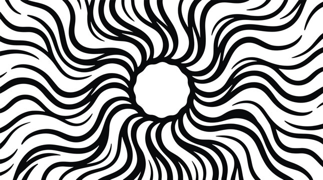 Black sunburst pattern with wavy lines