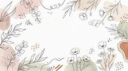 Obraz premium Artistic Hand-Drawn Background – Abstract Shapes & Floral Illustrations