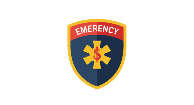 Emergency medical service emblem with Star of Life and dollar sign icon.