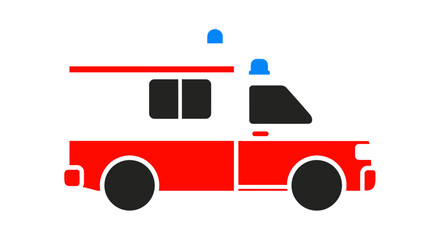 Fototapeta premium Minimalist red fire department pickup truck icon illustration.