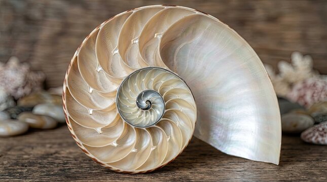 nautilus shell on black