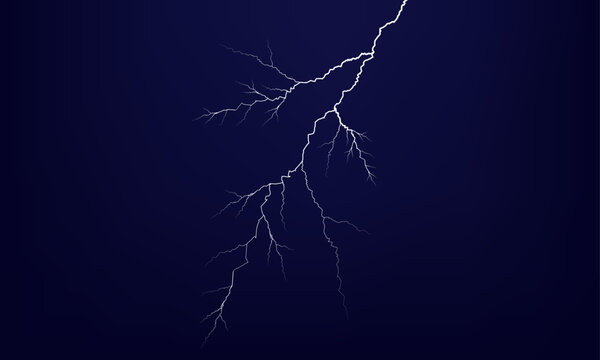 Lightning bolt with multiple branches on a dark blue background vector