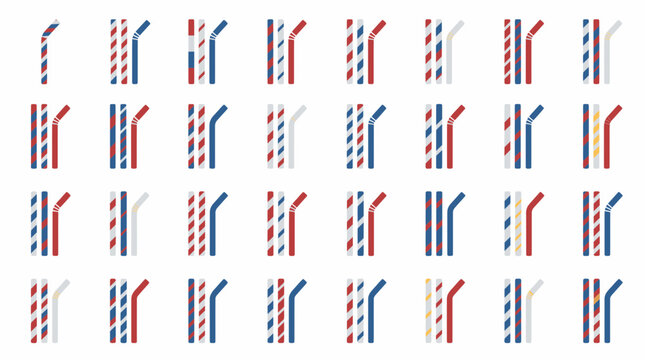 Seamless pattern of red and blue striped drinking straws background.