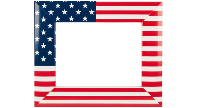 American flag design frame isolated on transparent background