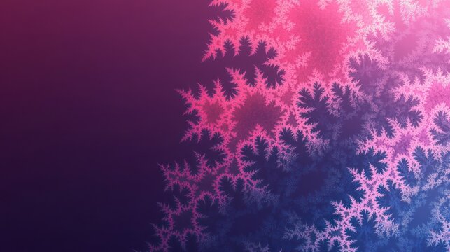 Abstract fractal design in vibrant hues.  A complex, repeating pattern of branching shapes in shades of pink, purple, and blue on a dark background