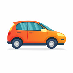 Fototapeta premium Orange Hatchback Car Illustration