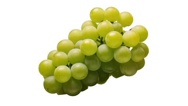 Isolated fresh vibrant green grapes bunch, juicy and healthy fruit on a clean backdrop