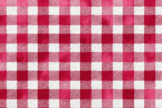 Cherry Red Gingham Seamless Pattern with Watercolor Texture for Kitchen and Picnic Design