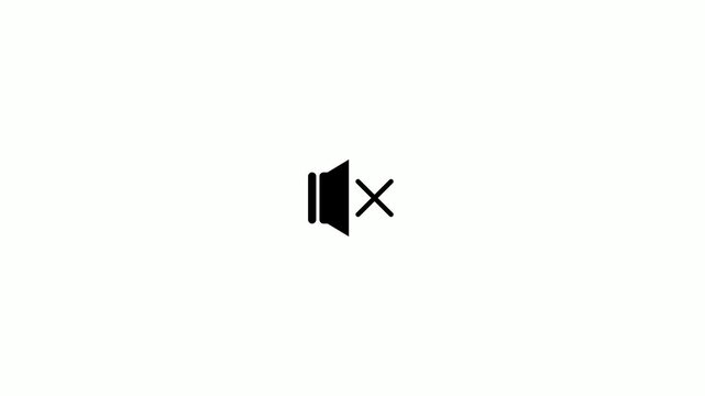 Animated mute speaker icon showing silent mode on white background. 4K Video