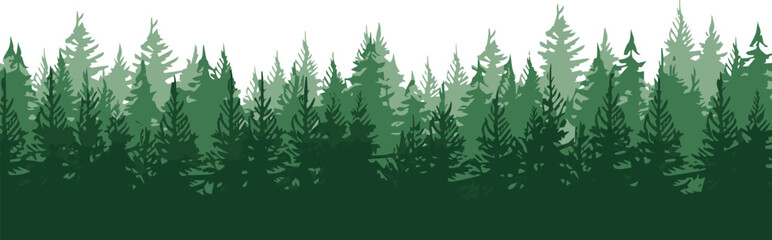 Fototapeta premium forest conifer woodland layered green depth atmospheric vector art