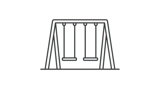 Swing Set Icon - Simple Line Art Playground Equipment