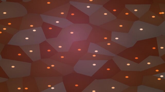 Glowing geometric pattern with orange lights on reddish brown surface