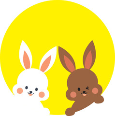 Fototapeta premium お月見のかわいい満月フレームイラスト