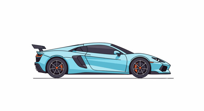 A pixelated cyan sports car with a rear wing is depicted in profile