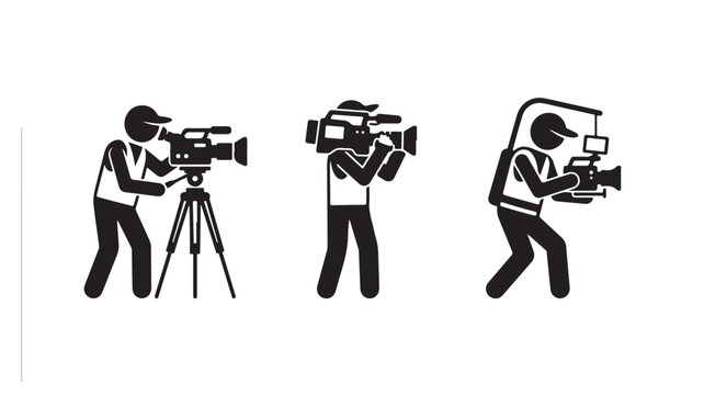 Camera Crew Filming On Location With Professional Equipment For Media Production Concepts