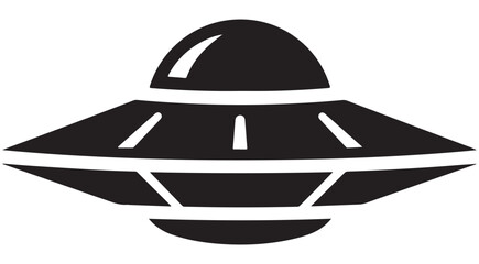 Black flying saucer UFO vector icon with dome and lights for science fiction and extraterrestrial themes © Kue