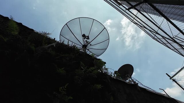 Satellite Dish Against Clear Blue Sky