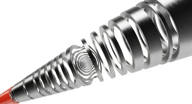 Close-up 3D Rendering of Glowing Metallic Screw Thread in High Detail Illustration