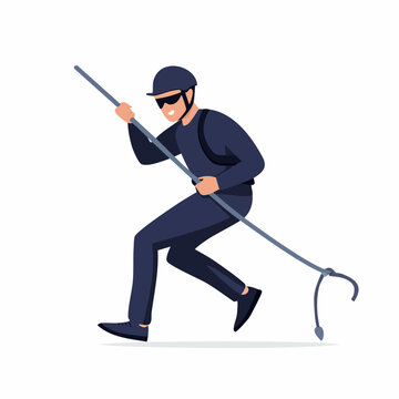 Burglar with grappling hook