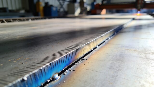 Close-up of a metal surface with welding seams. The image highlights the texture and details of the welds, showcasing industrial craftsmanship.