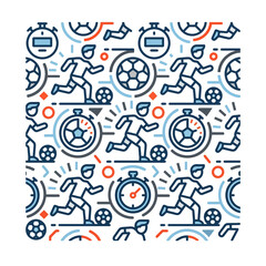 Fototapeta premium Athletes competing in various sports with stopwatch and soccer ball illustrations