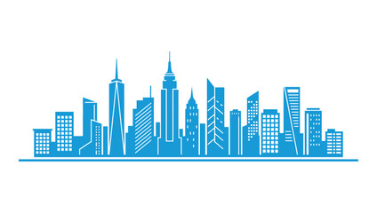 Fototapeta premium Blue city skyline silhouette
