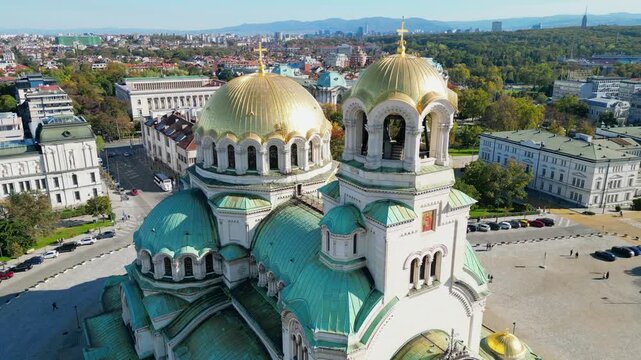 Famous St. Alexander Nevsky Cathedral in Sofia, the capital of Bulgaria. An impressive neo byzantine building and an orthodox christian landmark
