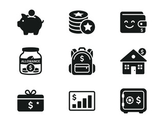 Fototapeta premium Banking / Fintech Icons Set for Finance, Savings, Wallet, Investment, Allowance