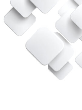 Abstract white layered rounded square tiles with soft shadows minimal 3D geometric background