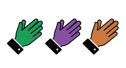 Obraz premium Diverse hands in green, purple, and orange waving in unison with black cuffs