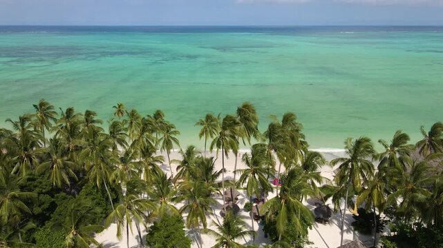 Aerial view of tropical paje beach in zanzibar