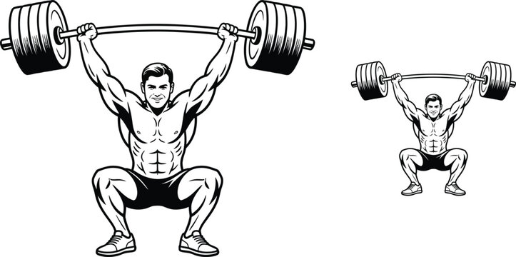 Weightlifting, fitness icons, workout illustrations, gym graphics, athletic vector graphics