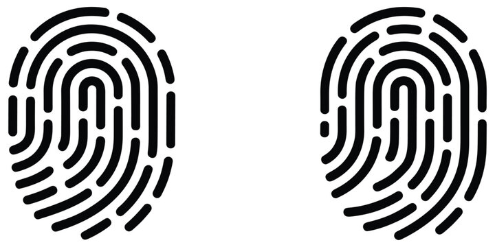 Fingerprint identification symbol two prints on transparent background for secure access vector