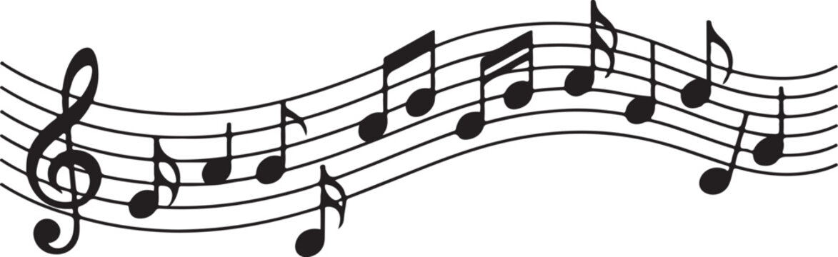 Simple black musical notes on treble clef staff