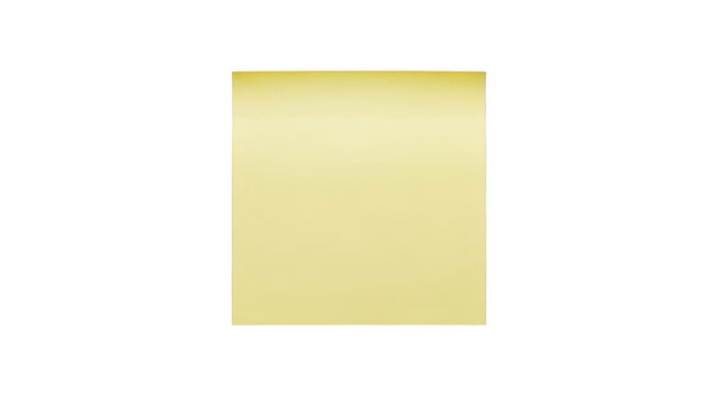 Blank yellow sticky note isolated on transparent background