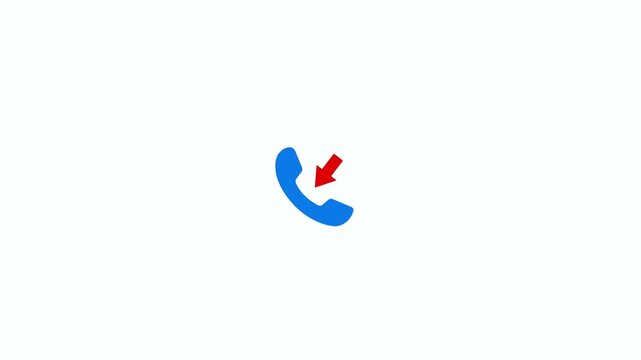 Direction incoming call icon animation with moving arrow isolated on white background. Incoming call notification icon for phone communication alert. Out going call icon with alpha channel