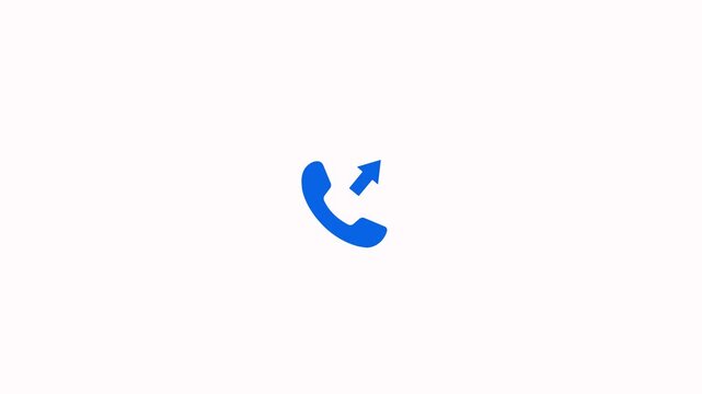 Direction outgoing call phone icon with upward arrow animation on white background. Representing both outgoing call functionality together symbolizing dial, call forward, contact connection UI design