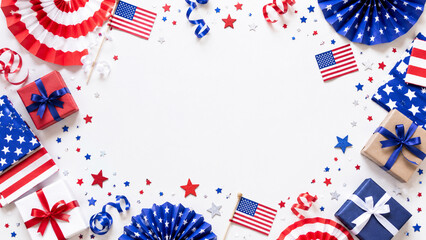 Obraz premium Independence Day Flat Lay Poster Background With Copy Space