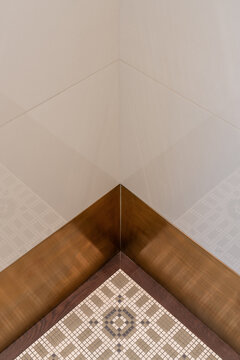 Geometric corner with tile and wood