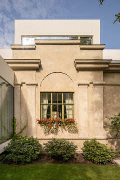 Historic facade with modern upper extension