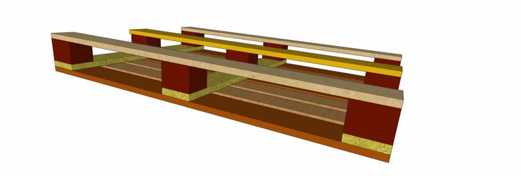 Epal CP5 Wooden Pallet 3D Design with bottom view perspective and 360 Degree Rotation Animation