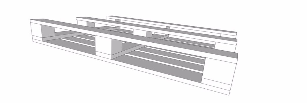 Industrial CP5 Wooden Pallet 3D Design with bottom view perspective and 360 Degree Rotation Animation