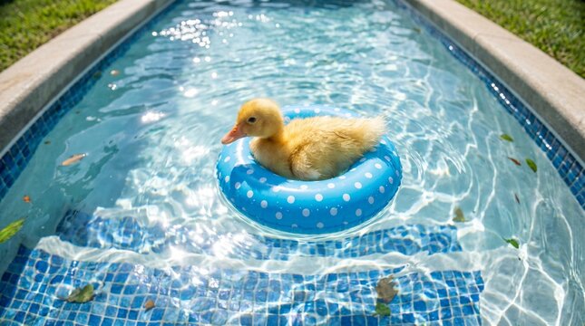 Duckling on a swim ring