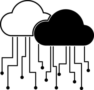 Hybrid multi cloud computing network database infrastructure icon.