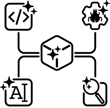 Multi agent AI system network icon for decentralized autonomous model architecture. Multi-Agent Systems, MAS.