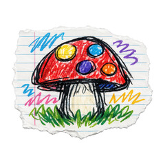 Obraz premium PNG Colorful crayon mushroom sketch.